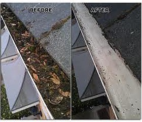 Gutter cleaning bath - beforeand after